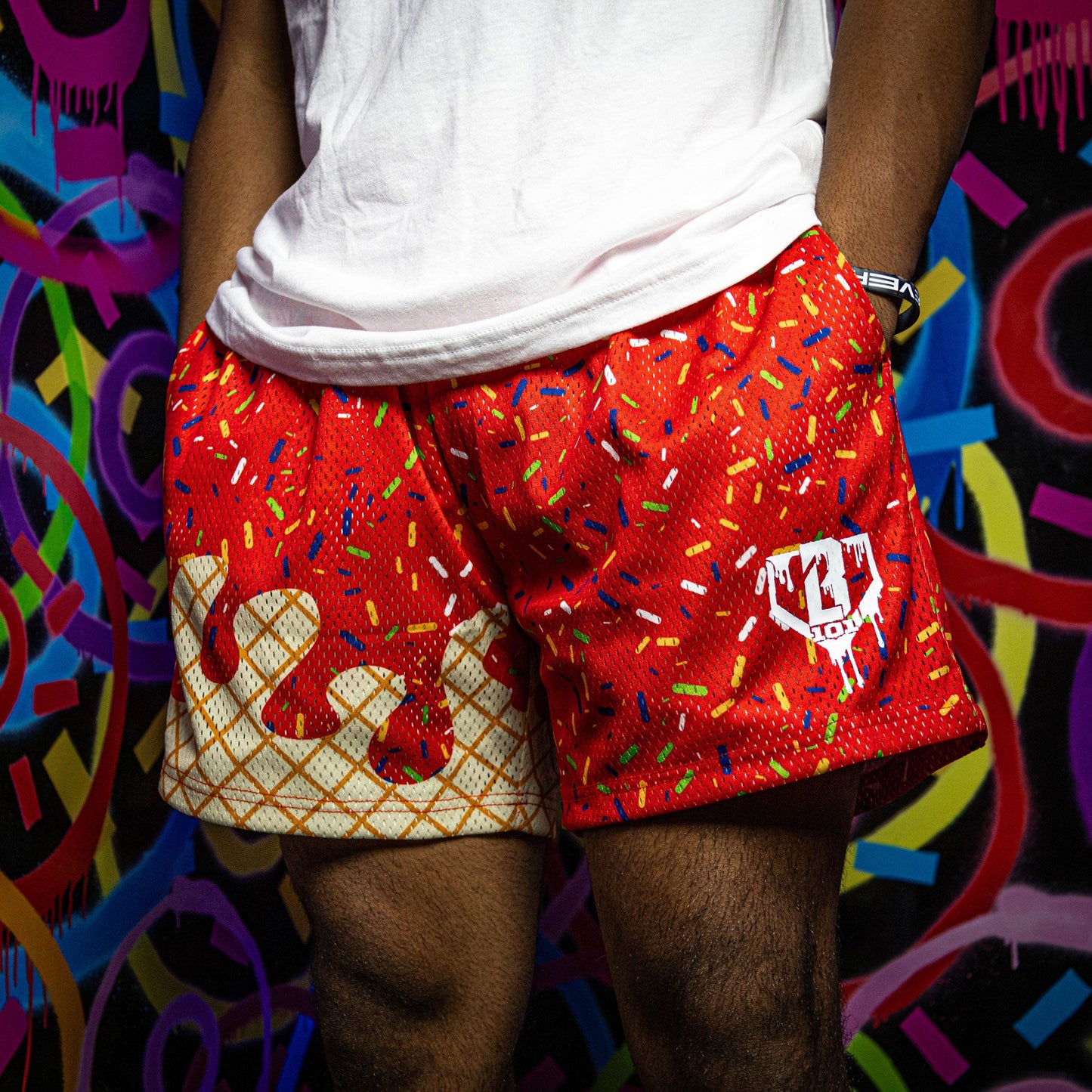 Red Ice Cream Shorts